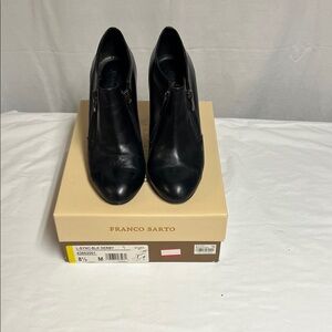 Franco Sarto L-SYNC Women's Black Derby Ankle Booties Side Zip Leather Shoes